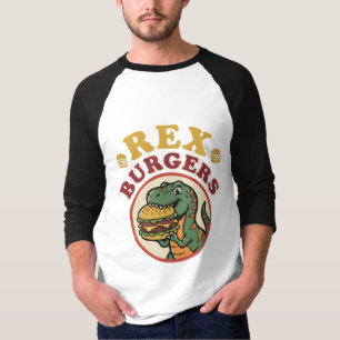 T-shirt Retro Rex Burgers T-Rex Mangeant Cheeseburger 70s