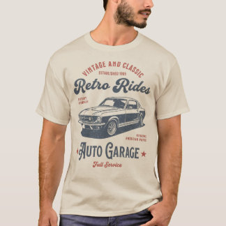 T-shirt Retro Rides Auto Garage – Art de voitures musclées