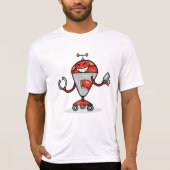 T-shirt Retro Robot Cartoon amusant Rouge et Argent AI Bot (Devant)