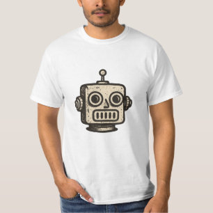 T-shirt Retro Robot Head Vintage Technology Distressed T-S