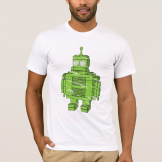 T-shirt Rétro robot vert avec des éraflures