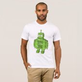 T-shirt Rétro robot vert avec des éraflures (Devant entier)