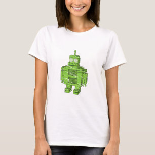 T-shirt Rétro robot vert avec des éraflures