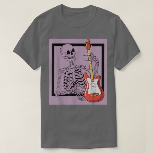 T-shirt Retro Rock & Roll Skeleton Guitare Player Figure M (Design devant)