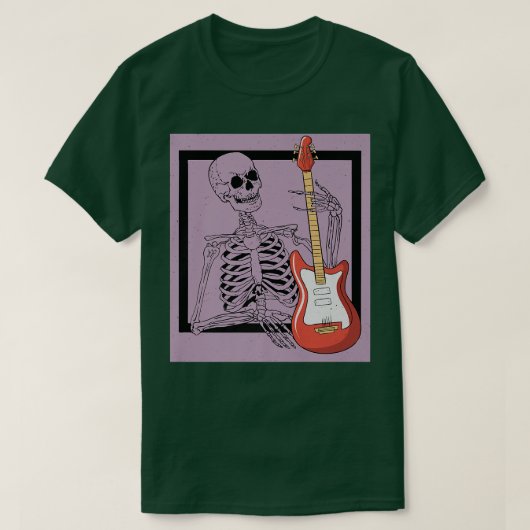 T-shirt Retro Rock & Roll Skeleton Guitare Player Figure M (Design devant)
