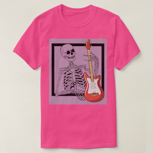 T-shirt Retro Rock & Roll Skeleton Guitare Player Figure M (Design devant)