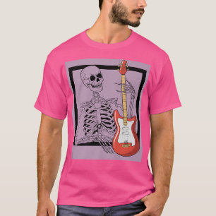 T-shirt Retro Rock & Roll Skeleton Guitare Player Figure M