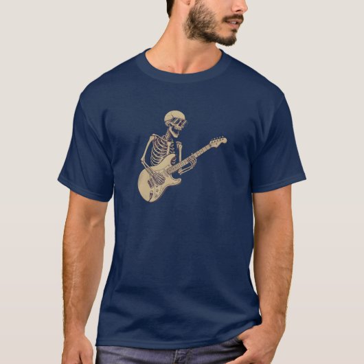 T-shirt Retro Rock Skeleton Guitar Graphic (Devant)