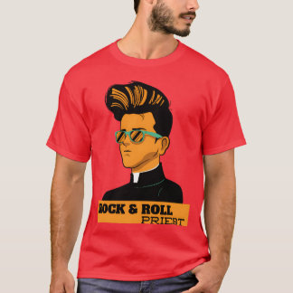 T-shirt retro rock t shirt design Rock and roll priest fam