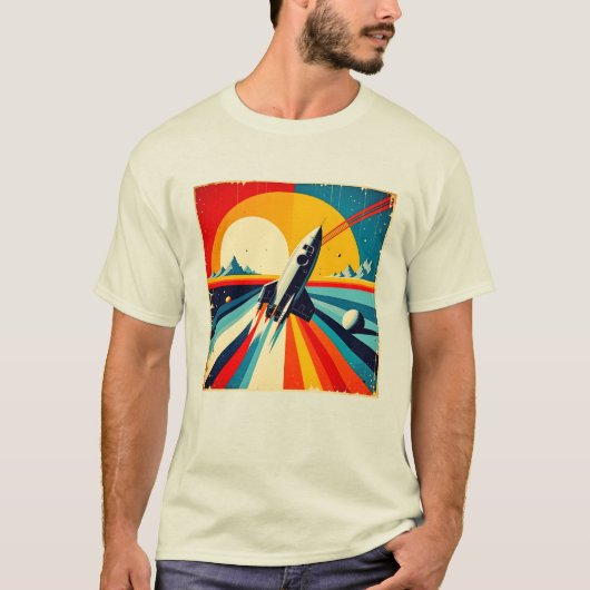 T-shirt Retro Rocket Launch (Devant)