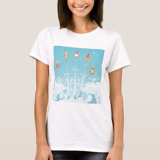 T-shirt Retro Rocket Navire Lancement d'Art Spatial Futuri (Devant)