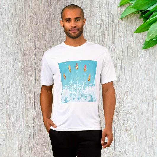 T-shirt Retro Rocket Navire Lancement d'Art Spatial Futuri