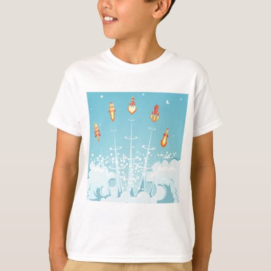 T-shirt Retro Rocket Navire Lancement d'Art Spatial Futuri (Devant)