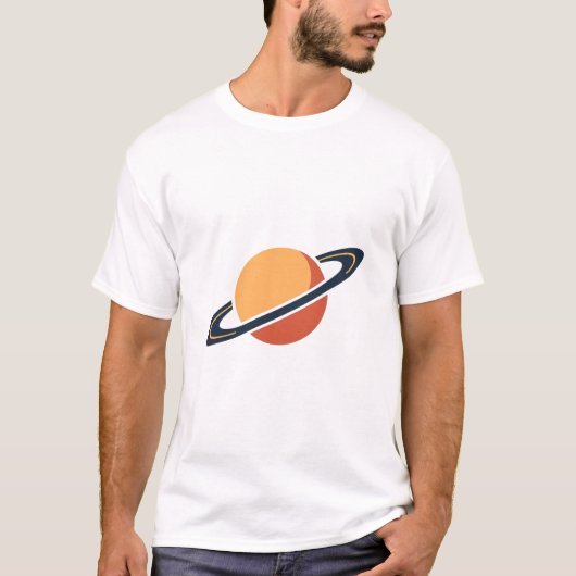 T-shirt Retro Rocket Ship Orbiting Dark Planet - Outer Spa (Devant)