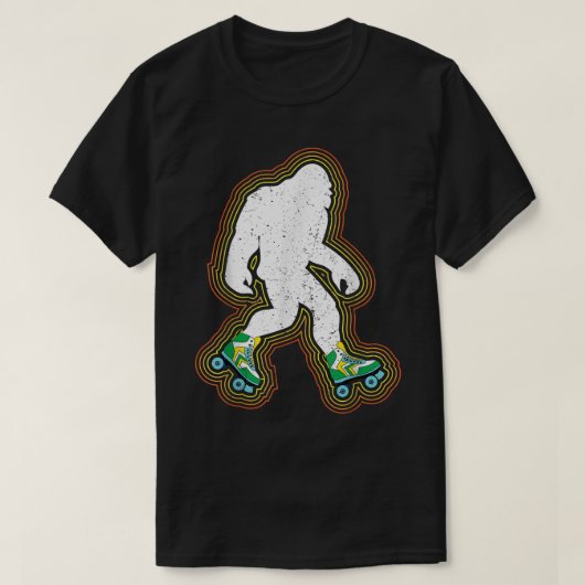 T-shirt Retro Roller Skating Bigfoot Design (Design devant)