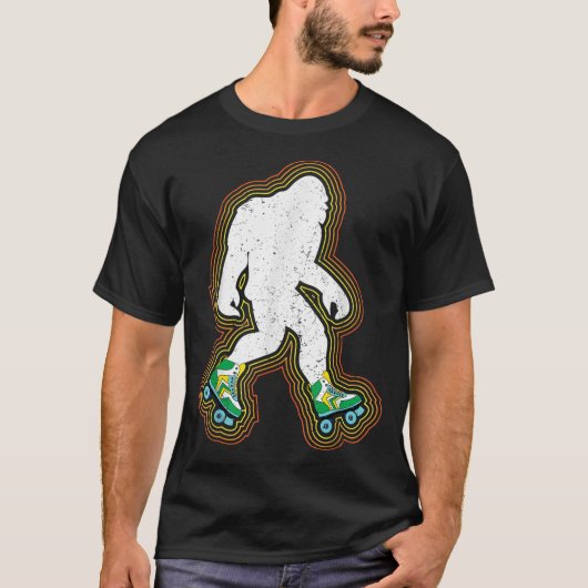 T-shirt Retro Roller Skating Bigfoot Design (Devant)