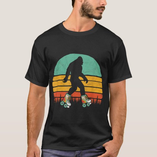 T-shirt Retro Roller Skating Bigfoot Design (Devant)