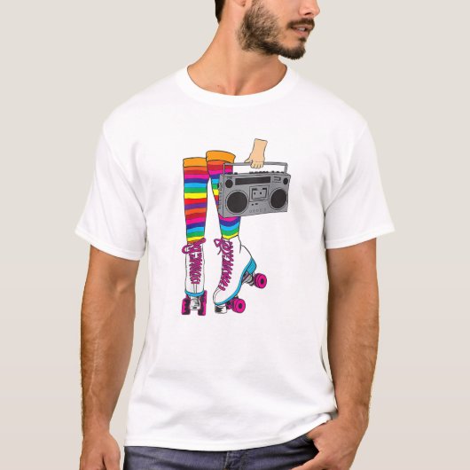 T-shirt Retro Rollerskates Funny 80'S Roller Disco Patinag (Devant)