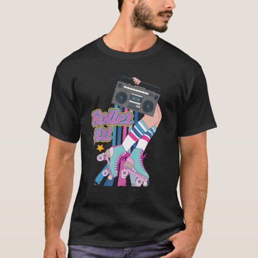 T-shirt Retro Rollerskates Funny 80'S Roller Disco Patinag (Devant)
