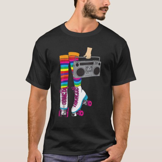 T-shirt Retro Rollerskates Funny 80'S Roller Disco Patinag (Devant)