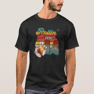 T-shirt Retro Rollin En 14 Bowling Birthday Girl Bowling