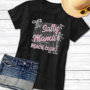 T-shirt Retro Rose & Blanc Salty Mama’s Beach Club Tendanc