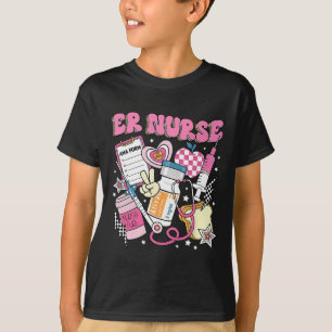 T-shirt Retro Rose Er Infirmière Funny Urgence Salle Rn