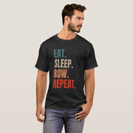 T-shirt Retro Rowing Rower Coxswain Mangez Sleep Row Répét (Devant entier)