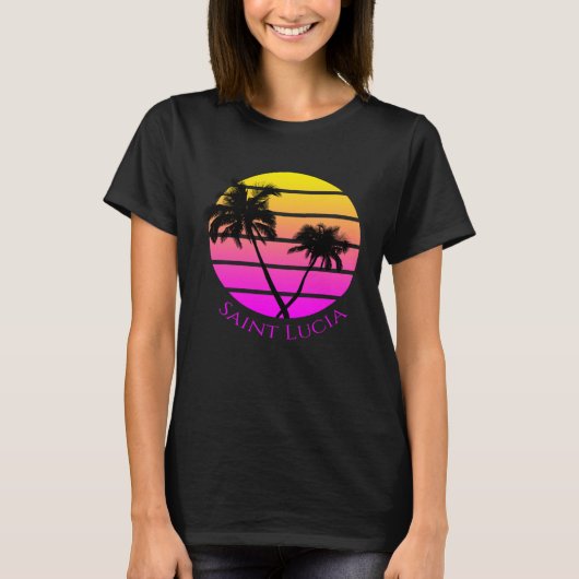 T-shirt Retro Saint Lucia Beach (Devant)