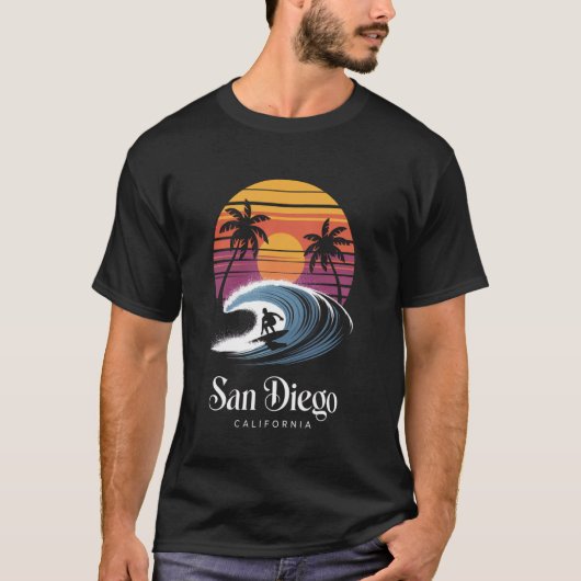 T-shirt Retro San Diego California Beach Vibes Summer Brea (Devant)