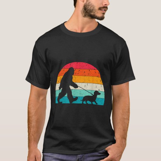 T-shirt Retro Sasquatch Lover Doxie Wiener Dog Walker Bigf (Devant)