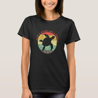 T-shirt Rétro Sauter Une Paille Sauver Une Tortue