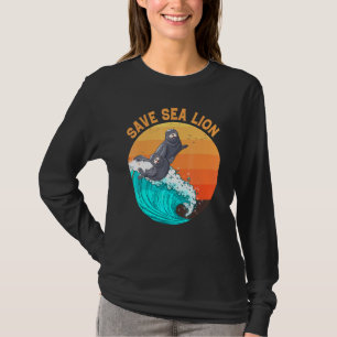 T-shirt Rétro Sauver Lions de mer Changement climatique Sc