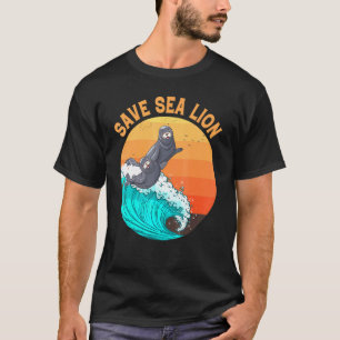 T-shirt Rétro Sauver Lions de mer Changement climatique Sc