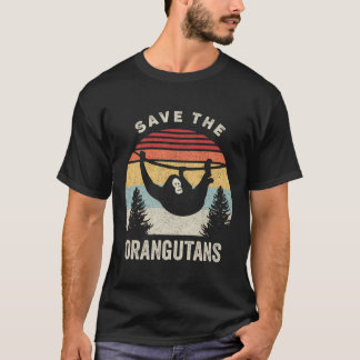 T-shirt Retro Save Orangutans Shirt Orangutan Amoureux des