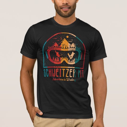 T-Shirt Retro Schweitzer Mountain Ski Sunset (Devant)