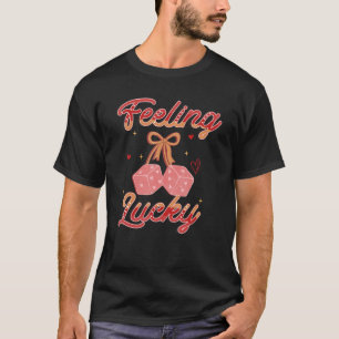 T-shirt Retro Se Sent Lucky Dice Femmes Heureux Valentines