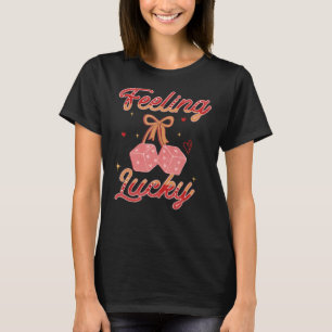 T-shirt Retro Se Sent Lucky Dice Femmes Heureux Valentines