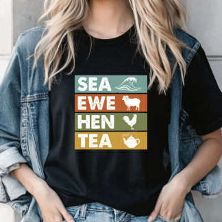 T-shirt Retro Sea Ewe Hen Tea Funny Joke Men Women
