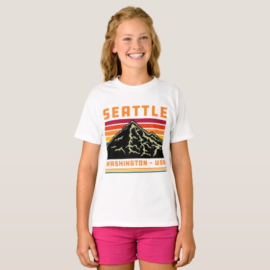 T-shirt Retro Seattle Washington State Souvenir Mountain (Devant entier)