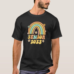 T-shirt Retro Senior 2023 Rainbow Super Flower Shool Life