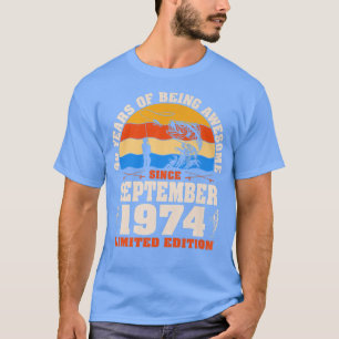 T-shirt Rétro Septembre 1974 48 Ans Amoureux de la pêche 4