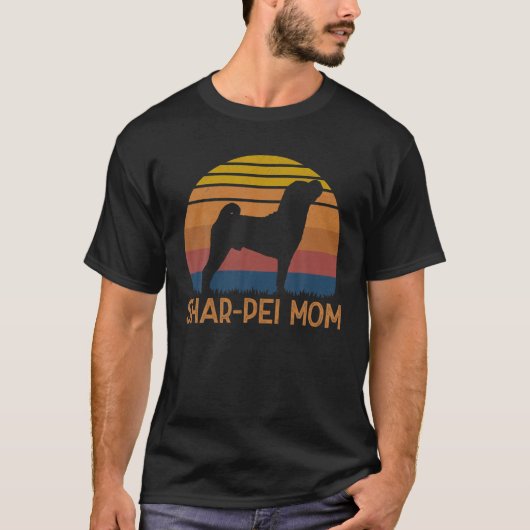T-shirt Rétro Shar-Pei Maman - Sharpei Chien Propriétaire (Devant)