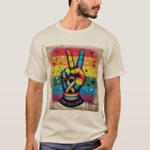 T-Shirt Rétro Signe de Paix Anti-Harcèlement
