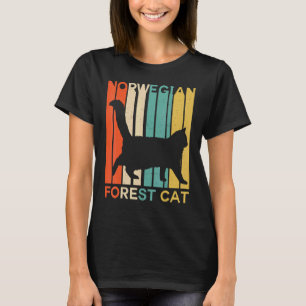 T-shirt Rétro silhouette de chat des forêts norvégiennes N
