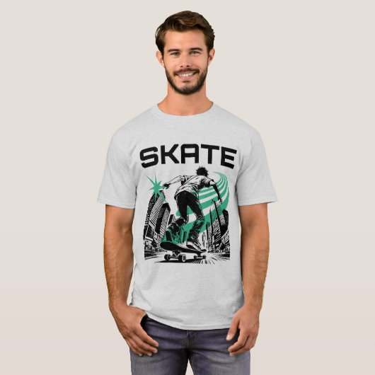 T-shirt Retro Skateboarder Night Ride (Devant entier)