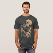 T-shirt Retro Skeleton Hugging Cat for Cat Lovers Hallowee (Devant entier)