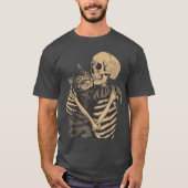T-shirt Retro Skeleton Hugging Cat for Cat Lovers Hallowee (Devant)