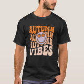 T-shirt Retro Smile Face Automne Vibes Citrouille Automne (Devant)