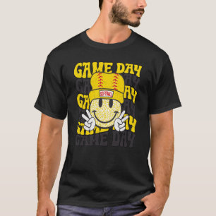 T-shirt Retro Smile Face Softball Jour Vibes Softball